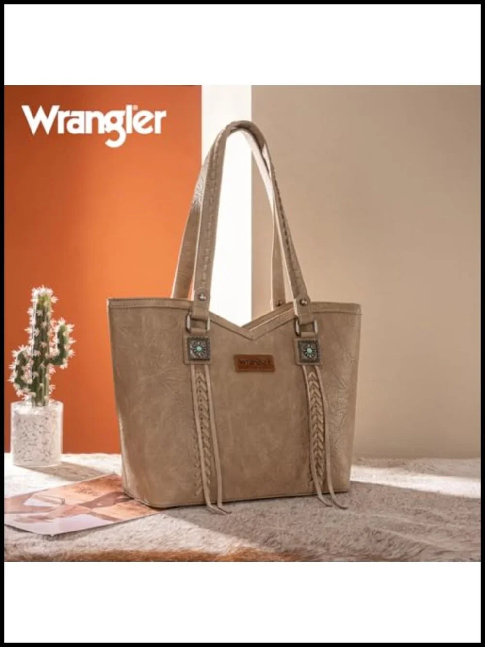 Western Tote Bag Vegan Leather Top Handle Shoulder Bag with Turquoise Metal